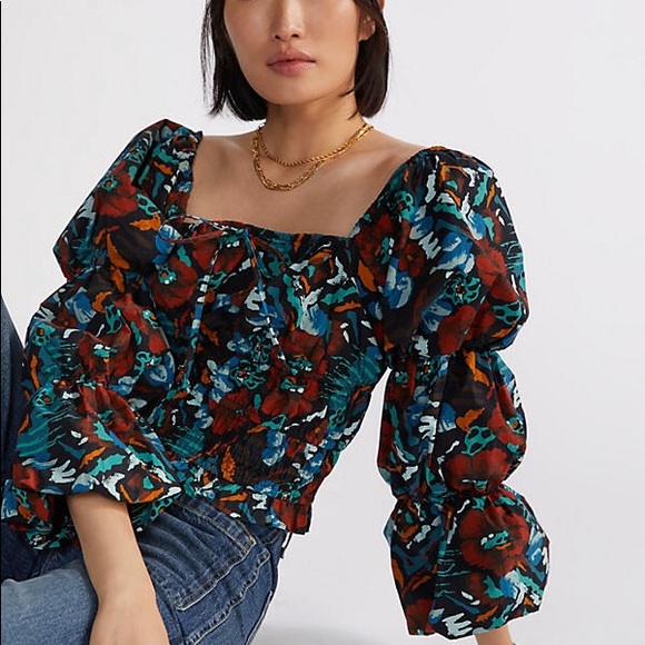 Anthropologie Tops - Porridge Tiered Poplin Blouse Floral Anthropologie Size M